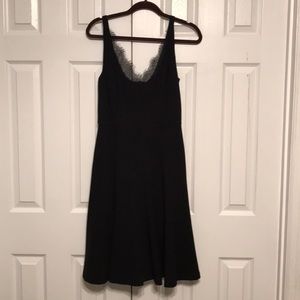Lace neckline little black dress